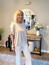 Ribbed Striped Oversized Short-Sleeve Top