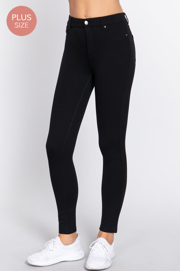 Mid-Rise Ponte Pants Curvy Fit Black