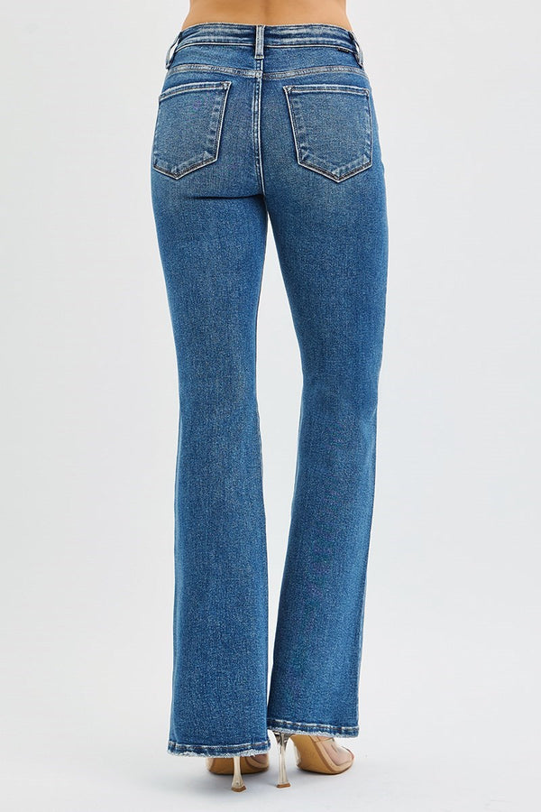 Tummy Control High Rise Flare Jeans - Dark Wash