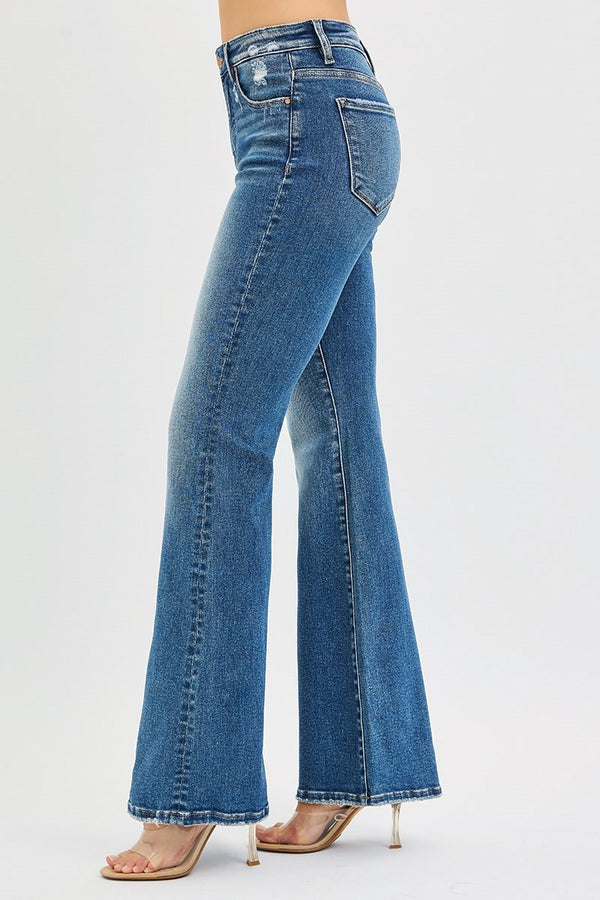 Tummy Control High Rise Flare Jeans - Dark Wash
