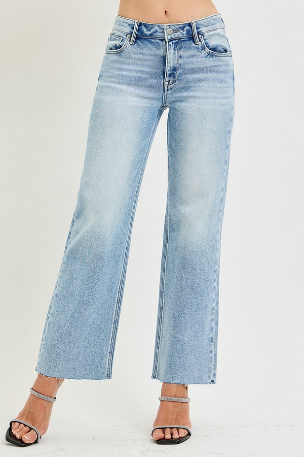 Risen Mid Rise Crop Clean Cut Jean