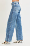 Risen Contrast Side Wide Leg Jean
