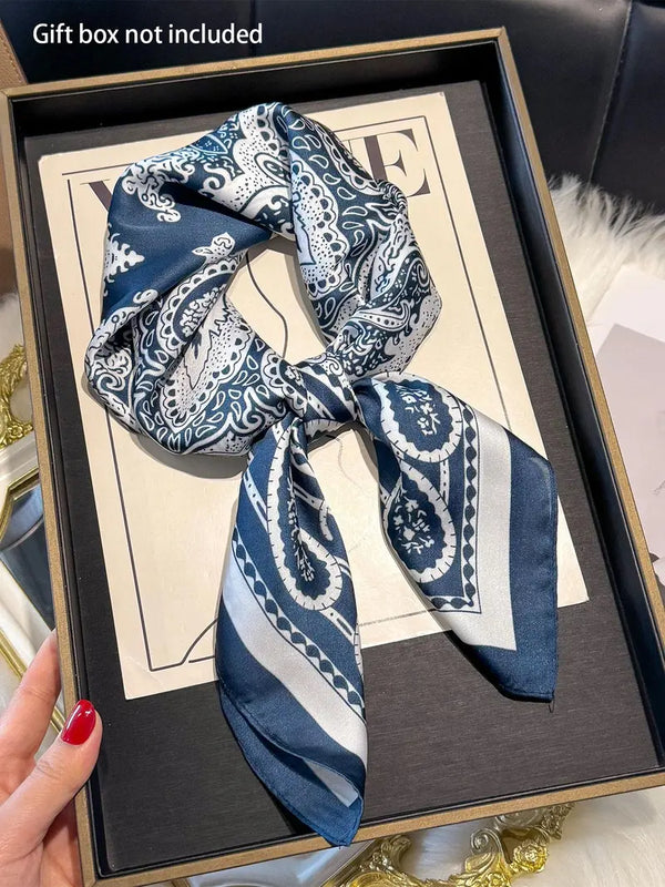 Paisley Print Square Scarf Blue