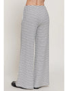 Elastic Waist Stripe Varigated Rib Long Pants - Ivory/Black
