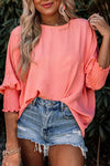 Casual Shirred Cuffs Half Sleeve Blouse - 3 Colors