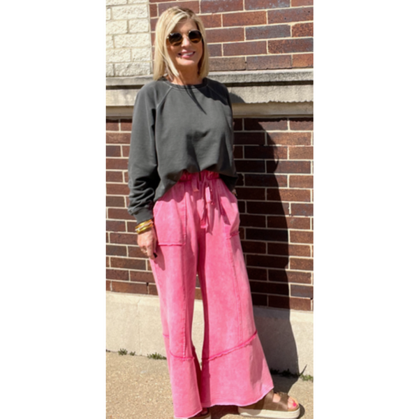 Exposed-Seam Flare Hem Pants with Pockets - 3 Colors