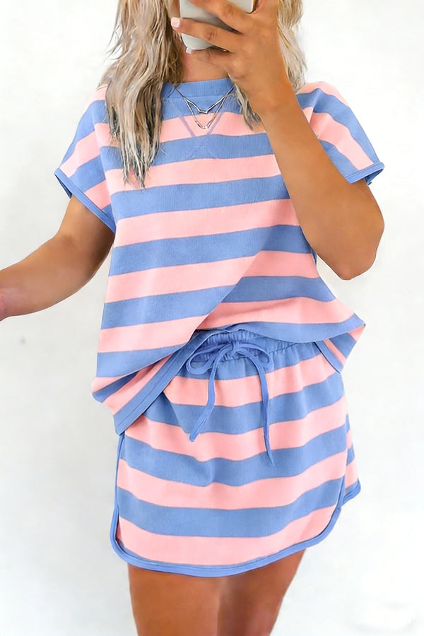 The Weekend Ready Skort Set - Pink Stripe