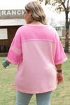 Pink Stripe Patchwork Colorblock Curvy Fit Top