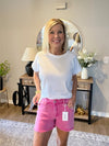 Acid Washed Frayed Cutoff Hem Shorts