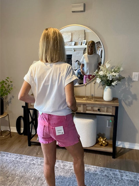Acid Washed Frayed Cutoff Hem Shorts