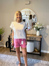 Acid Washed Frayed Cutoff Hem Shorts