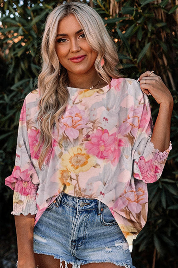 Casual Shirred Cuffs Half Sleeve Blouse - 3 Colors