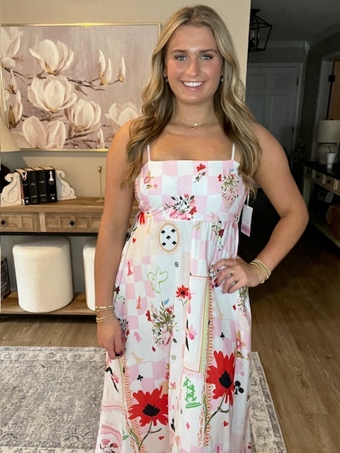 Vintage Long Sleeveless Floral Cami Dress