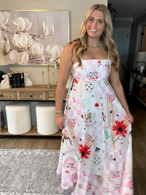 Vintage Long Sleeveless Floral Cami Dress