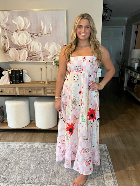 Vintage Long Sleeveless Floral Cami Dress