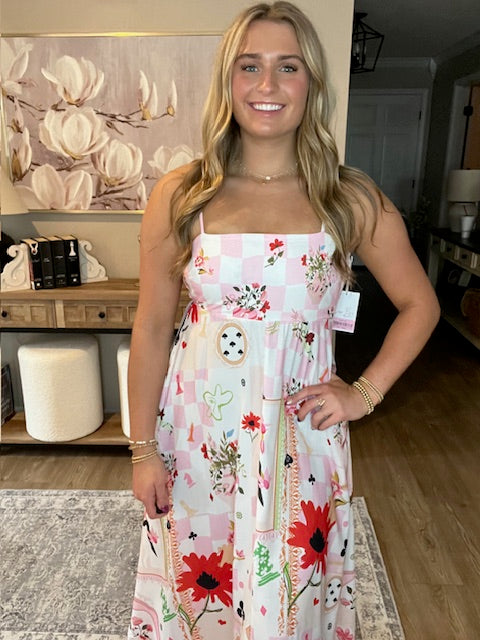Vintage Long Sleeveless Floral Cami Dress