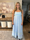 Spaghetti Strap Dresses 3D Flower Design Blue