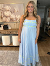 Spaghetti Strap Dresses 3D Flower Design Blue