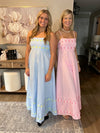 Spaghetti Strap Dresses 3D Flower Design Blue
