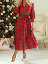 Christmas Plaid Midi Dress