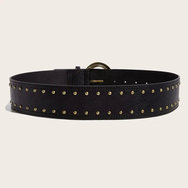 Punk Studs Leather Wide Belt