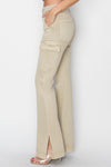 Risen High Rise Cargo Slit Hem Bootcut Pants