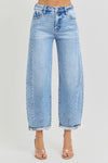 Risen High Rise Barrel Jeans Medium Wash