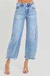 Risen High Rise Barrel Jeans Medium Wash