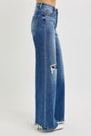 Risen Jeans Tummy Control High Rise Wide Leg Knee Distress Jeans