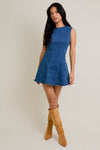 Round Neck Sleeveless Denim Dress