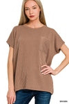 Raised Rib Front Pocket Boxy Top