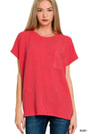 Raised Rib Front Pocket Boxy Top