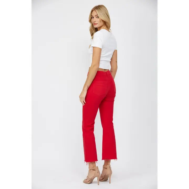 Husker Red Mica High Rise Ankle Flare Jeans