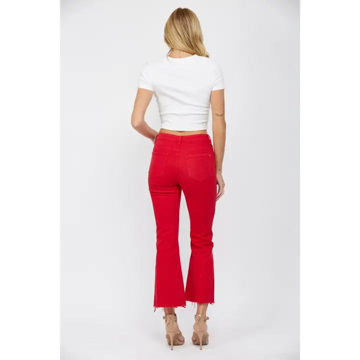 Husker Red Mica High Rise Ankle Flare Jeans