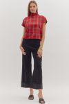 Plaid Print Short Sleeve Top by Entro - 2 Colors