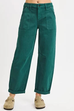 Risen High Rise Ankle Cuffed Barrel Pants - 2 Colors