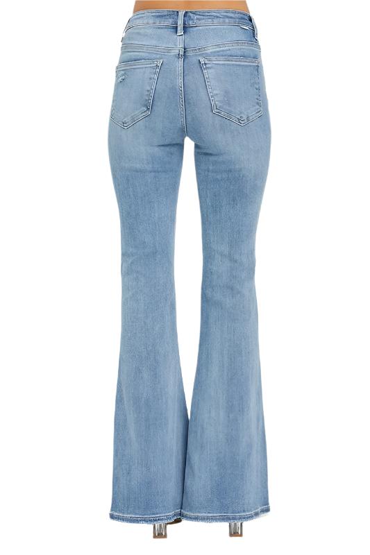 Risen Jeans - High Rise Distressed Flare Jeans