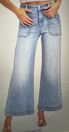 High Rise Ankle Wide Leg Patch Front Pocket Jeans Light