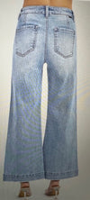 High Rise Ankle Wide Leg Patch Front Pocket Jeans Light