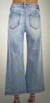High Rise Ankle Wide Leg Patch Front Pocket Jeans Light