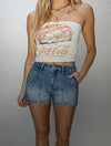 Risen High Rise Front Detail Denim Shorts