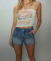 Risen High Rise Front Detail Denim Shorts