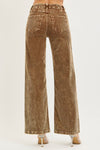 High Rise Wide Front Yoke Corduroy Pants-Mocha