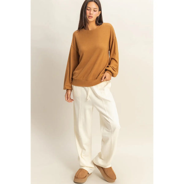 Round Neck Balloon Sleeve Sweatshirt