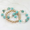 Turquoise, Pearl Mixed Beaded Bracelets Set
