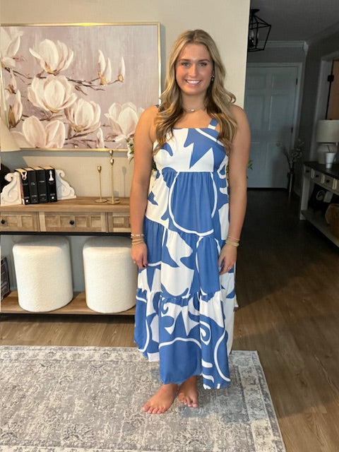 Sleeveless Maxi Dress with Vibrant Geometric Print