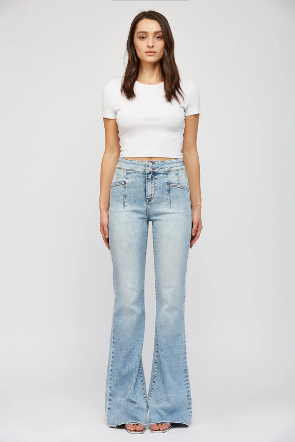 Super High Rise Flare W/ Double Button - 34" Inseam