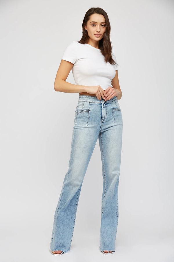 Super High Rise Flare W/ Double Button - 34" Inseam