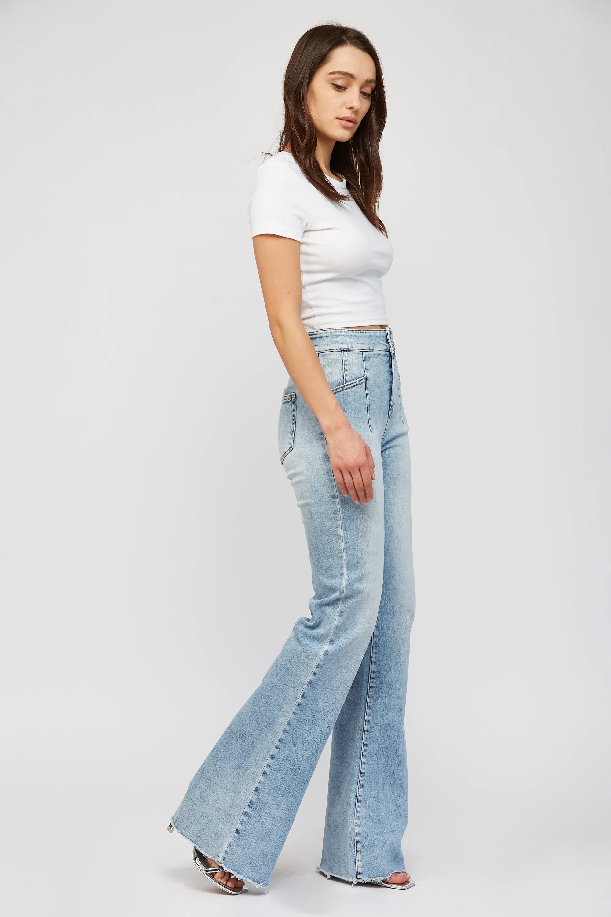 Super High Rise Flare W/ Double Button - 34