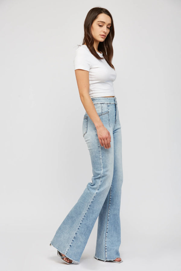 Super High Rise Flare W/ Double Button - 34" Inseam